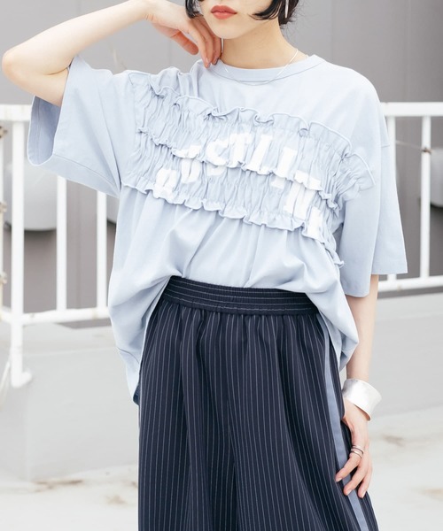 tシャツ シャーリングリメイクTEE レディース