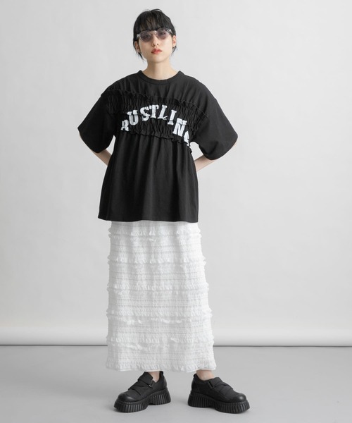 tシャツ シャーリングリメイクTEE レディース KBF｜シャーリングリメイクTEE | Rakuten Fashion(楽天