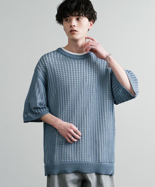 Rocky Monroe セーター ニット 接触冷感 クルーネックメッシュ