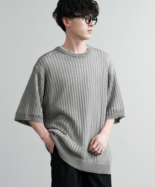Rocky Monroe セーター ニット 接触冷感 クルーネックメッシュ