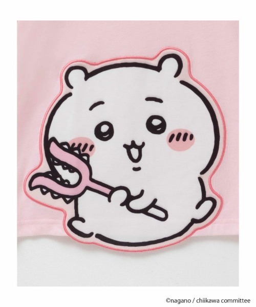 tシャツ ハチワレ/うさぎ/ちいかわ アップリケ半袖Tシャツ