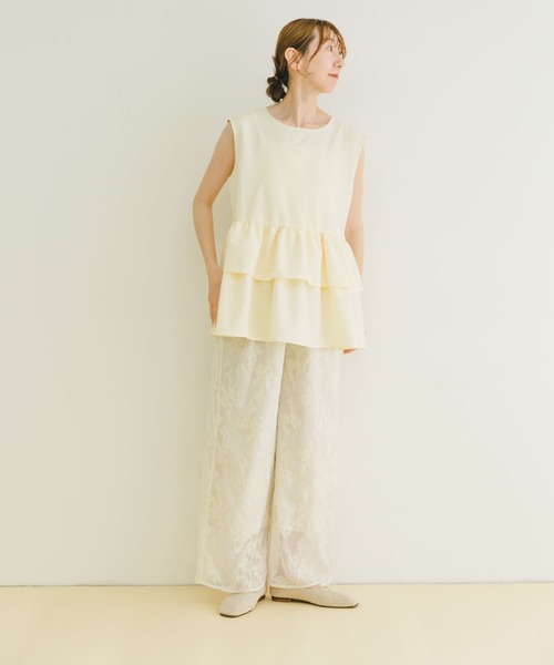 Askariページですo,+:。☆.*・+。 ITEMS URBANRESEARCH パンツ シアー刺繍イージーパンツ