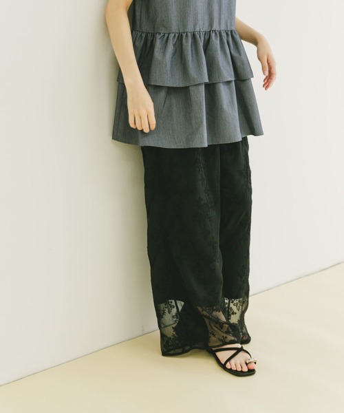 YSRYです　アーバンリサーチトップス　スピックアンドスパンパンツ ITEMS URBANRESEARCH パンツ シアー刺繍イージーパンツ