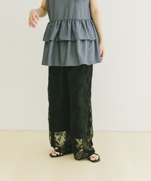 ITEMS URBANRESEARCH パンツ シアー刺繍イージーパンツ
