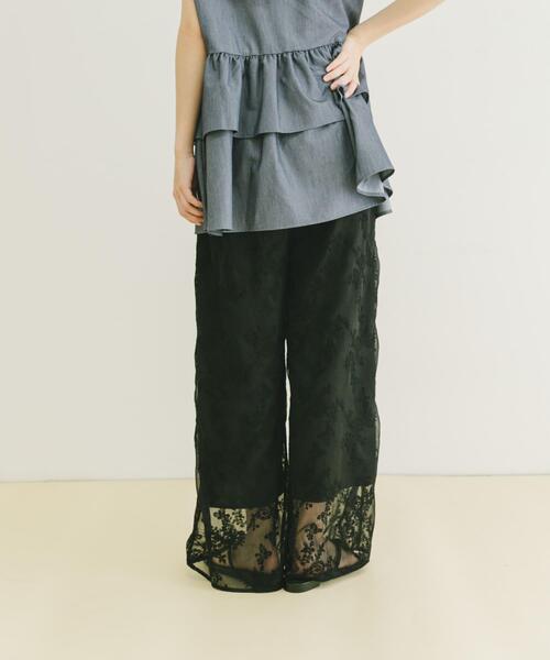 ITEMS URBANRESEARCH パンツ シアー刺繍イージーパンツ