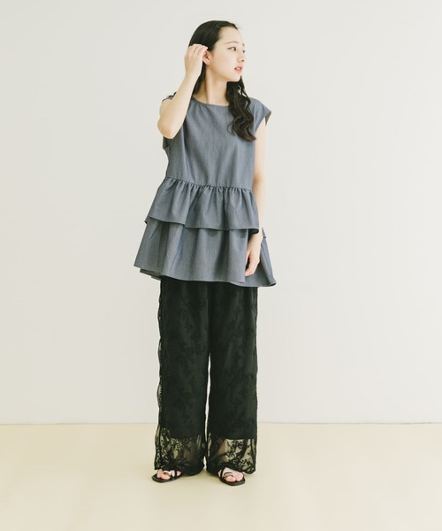 ITEMS URBANRESEARCH パンツ シアー刺繍イージーパンツ
