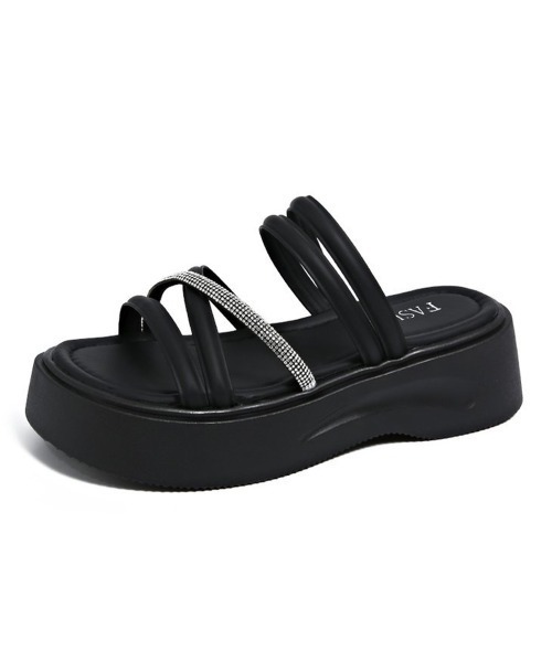 【未使用★箱付】MONCLER サンダル　SUNSET II ブラック 36 miniministore（ミニミニストア） 厚底 サンダル 厚底サンダル クロス