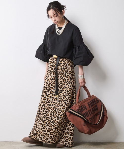 CHIC STYLE（シックスタイル） スカート レオパード柄ナローマキシ