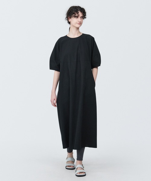 【新品未使用】TO BE CHIC ブラック 半袖 ワンピース 無印良品 「無印良品」 半袖ワンピース L ブラック レディース