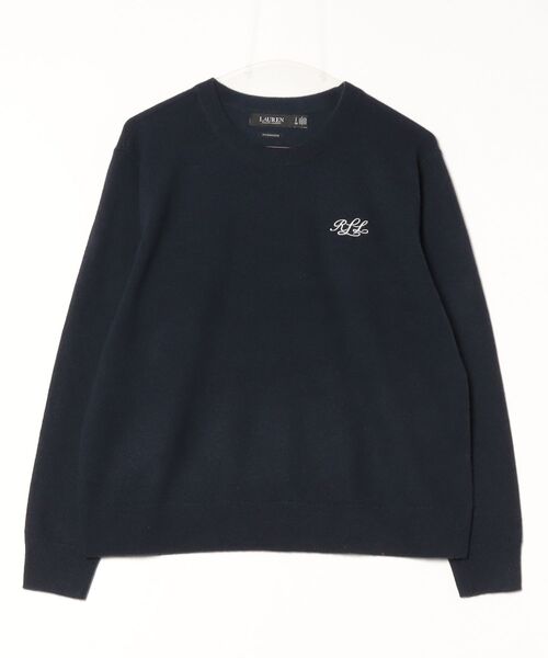 ニット セーター エンブロイダリー カシミヤ クルーネック セーター レディースの画像