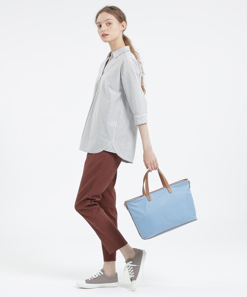 MACKINTOSH PHILOSOPHY(マッキントッシュフィロソフィー) 七分袖カットソー サイズ38 L レディース美品  - ブルー×白 クルーネック/チェック柄 MACKINTOSH PHILOSOPHY（マッキントッシュフィロソフィー） 7分袖