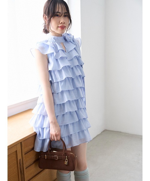 LILY BROWN（リリーブラウン） ドレス フリルボウタイミニドレス