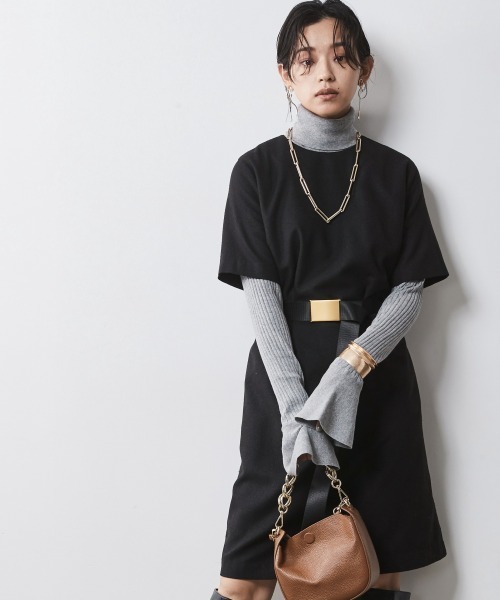 「CHIC STYLE」 タートルネックニット L ブラック レディース_画像4