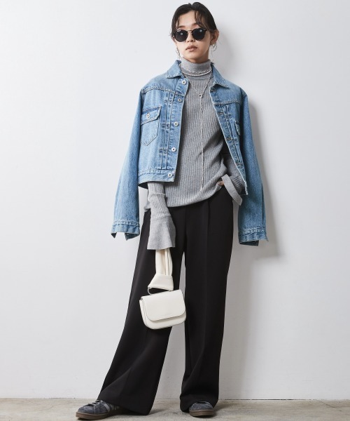 「CHIC STYLE」 タートルネックニット L ブラック レディース_画像9