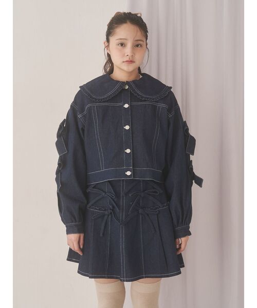 merry jenny（メリージェニー） デニムジャケット gジャン Bigリボン