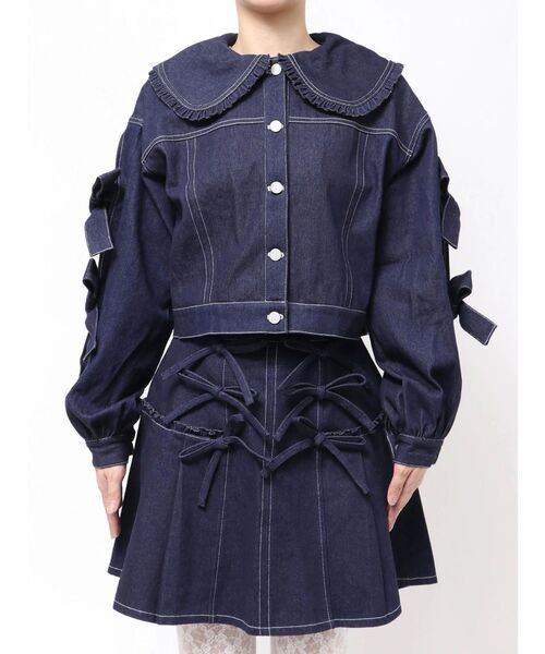 merry jenny（メリージェニー） デニムジャケット gジャン Bigリボン