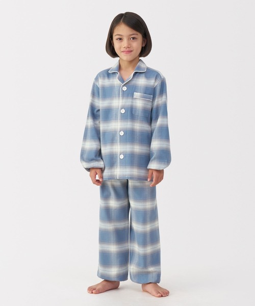無印良品（MUJI） パジャマ キッズ 脇に縫い目のない フランネル 長袖