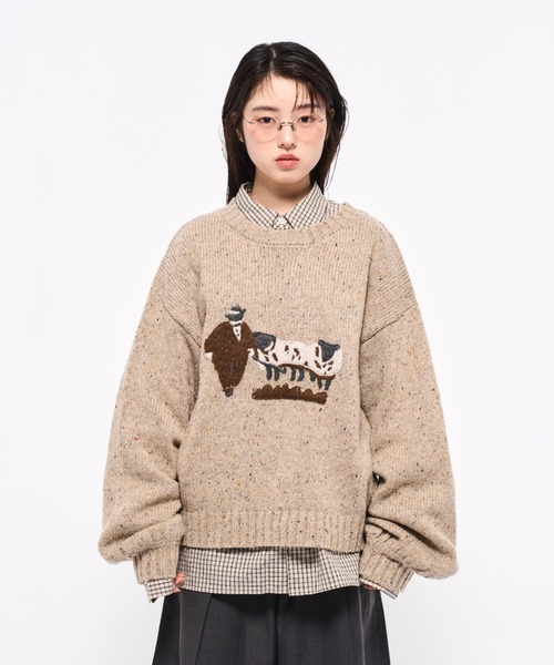 Elanque セーター ニット Volume Embroidrerd knit / ボリューム刺繍