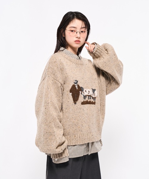 Elanque セーター ニット Volume Embroidrerd knit / ボリューム刺繍 