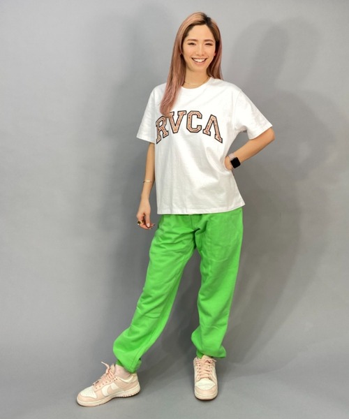 「RVCA」 半袖Tシャツ M ホワイト×ブルー レディース_画像6
