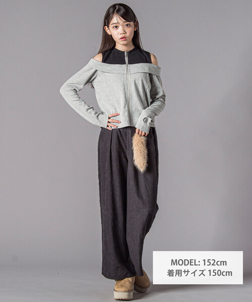 ZIDDY（ジディー） tシャツ オフショルダージップトップス(130~160cm