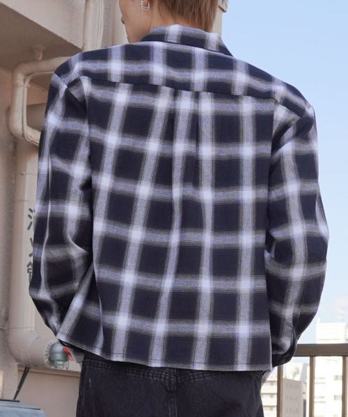 SPINNS（スピンズ） シャツ 短丈オンブレチェックシャツ/ネルシャツ