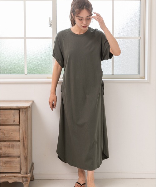 「PREFERIR」 半袖ワンピース LARGE チャコールグレー レディース_画像6