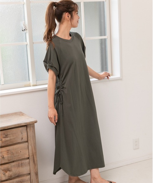 「PREFERIR」 半袖ワンピース LARGE チャコールグレー レディース_画像8