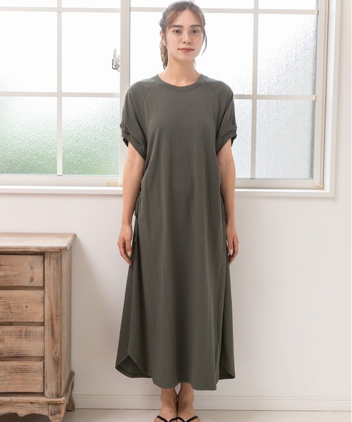 「PREFERIR」 半袖ワンピース LARGE チャコールグレー レディース_画像9