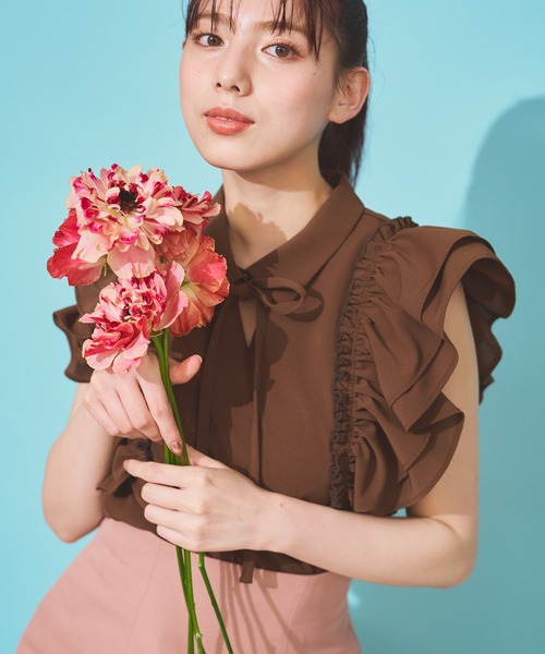 「NOELA」 ノースリーブシャツ フリー ベージュ レディース_画像4