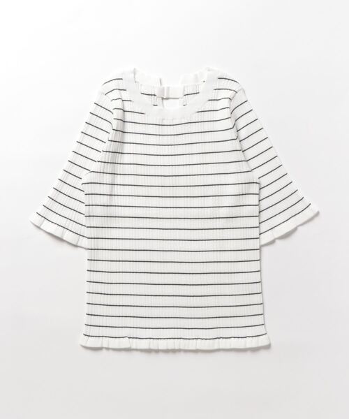 「TIARA」 半袖ニット FREE ホワイト×ブラック レディース_画像2