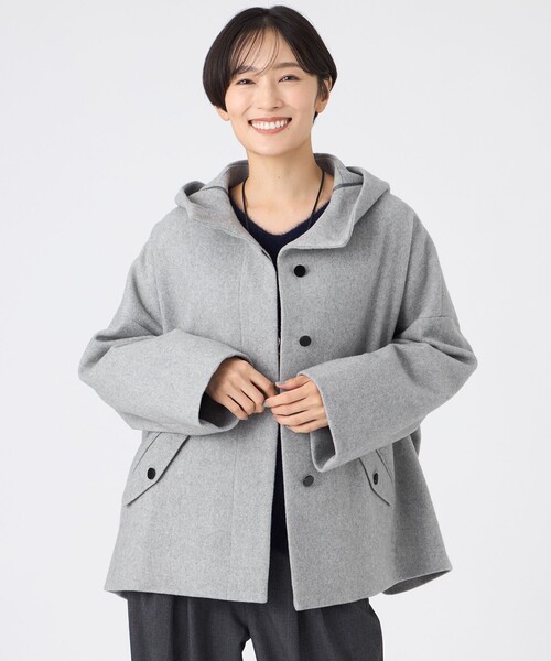 美品 イーヴォ フーデッドコート スプリングコート グレー EVEX by KRIZIA（エヴェックスバイクリツィア） コート アウター