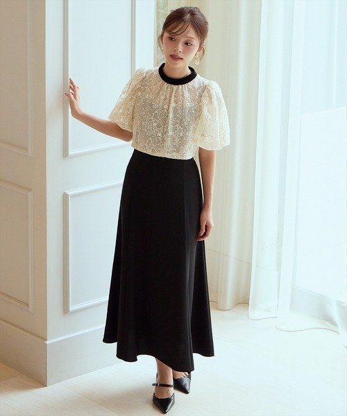 AND COUTURE（アンドクチュール） ドレス ベロアトリミングブラウス