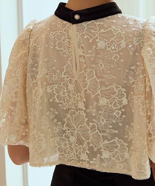 AND COUTURE（アンドクチュール） ドレス ベロアトリミングブラウス