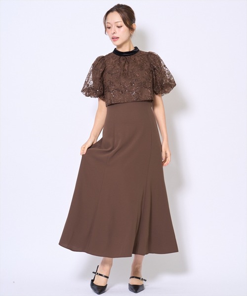 AND COUTURE（アンドクチュール） ドレス ベロアトリミングブラウス