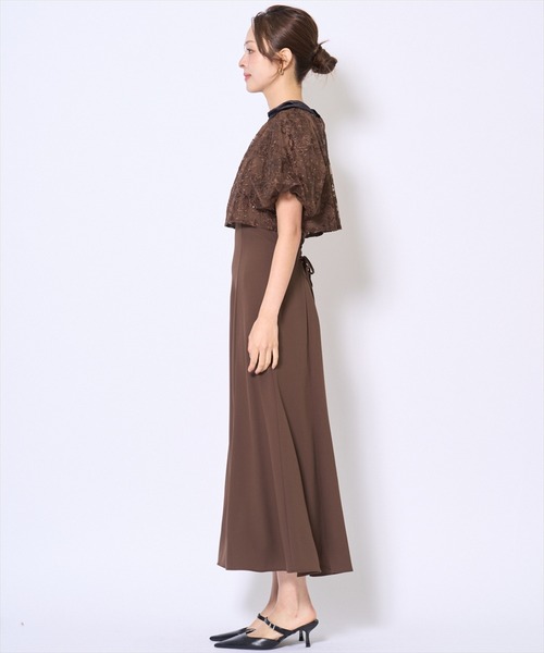 【即日発送/値下不可】ベロアトリミングブラウス×ドレス AND COUTURE（アンドクチュール） ドレス ベロアトリミングブラウス