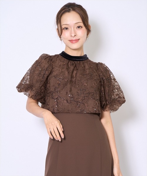 AND COUTURE（アンドクチュール） ドレス ベロアトリミングブラウス