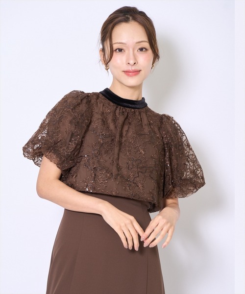 AND COUTURE（アンドクチュール） ドレス ベロアトリミングブラウス