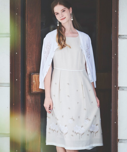 「LAISSE PASSE」 「fleur by laisse passe」ノースリーブワンピース MEDIUM サックスブルー レディースの画像