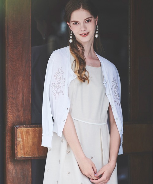 「LAISSE PASSE」 「fleur by laisse passe」ノースリーブワンピース MEDIUM サックスブルー レディースの画像