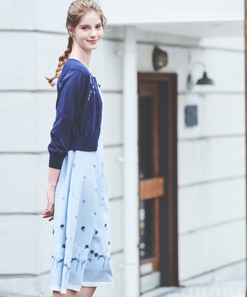 「LAISSE PASSE」 「fleur by laisse passe」ノースリーブワンピース MEDIUM サックスブルー レディースの画像