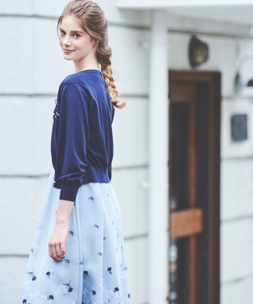 「LAISSE PASSE」 「fleur by laisse passe」ノースリーブワンピース MEDIUM サックスブルー レディースの画像
