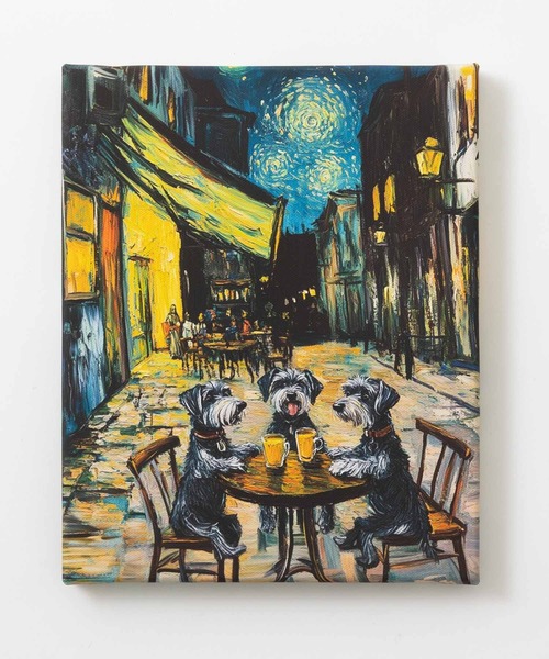 絵画 犬 犬の絵 美術品 フェルメール オマージュ シュナウザー ペットの似顔絵 emonique（エモニーク） ポスター 犬 シュナウザー デザイン 名画