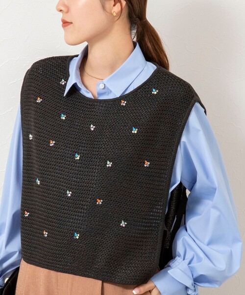 NOLLEY'Sのベスト NOLLEY'S（ノーリーズ） ニットベスト FREE チャコールグレー