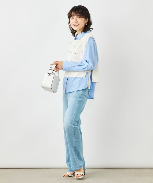 NOLLEY'S（ノーリーズ） ベスト ジレ 「手洗い可能」ビジュー付ベスト