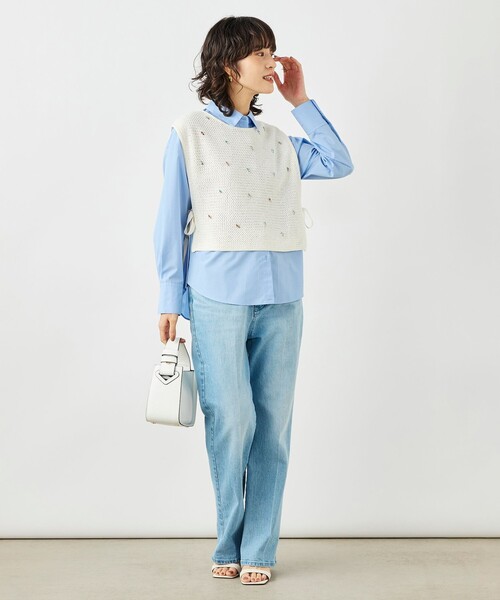 NOLLEY'S（ノーリーズ） ベスト ジレ 「手洗い可能」ビジュー付ベスト