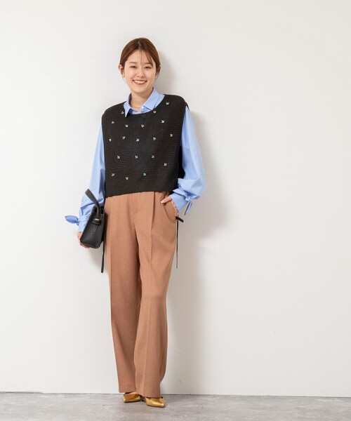 NOLLEY'S（ノーリーズ） ベスト ジレ 「手洗い可能」ビジュー付ベスト