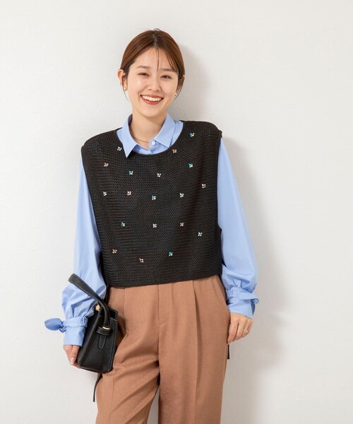 NOLLEY'Sのベスト NOLLEY'S（ノーリーズ） ニットベスト FREE チャコールグレー