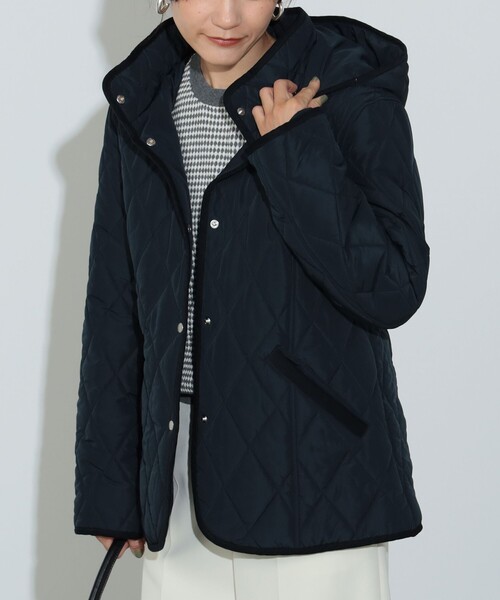BEAMS HEART」 キルティングブルゾン MEDIUM ネイビー レディース 