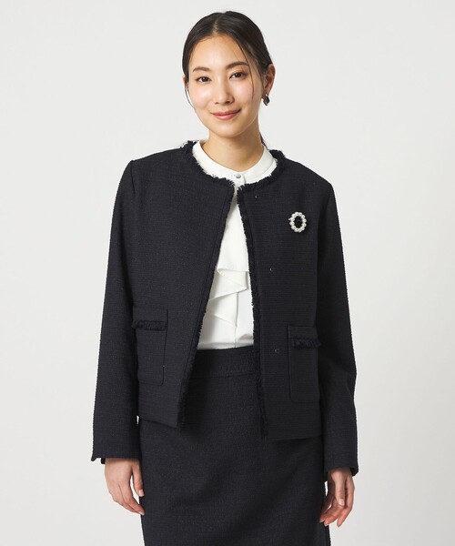 A DAY IN THE LIFE ジャケット ノーカラージャケット ツイードライク